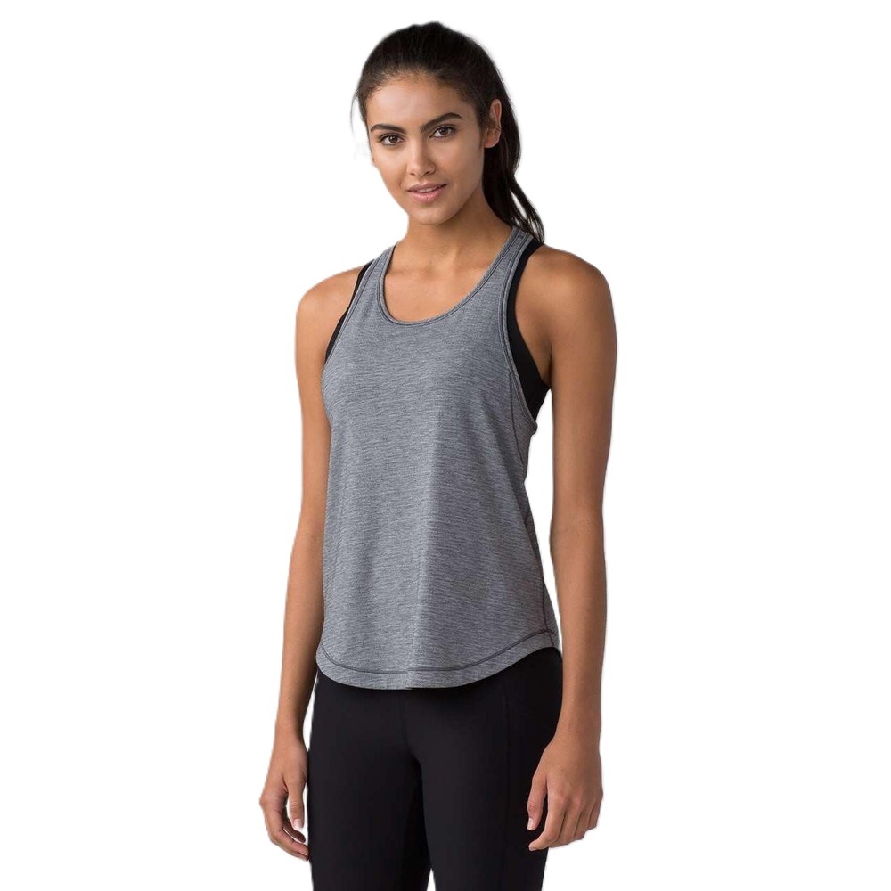 Womens Lululemon Long Distance Racerback Tank Top Heathered Black Size Small S